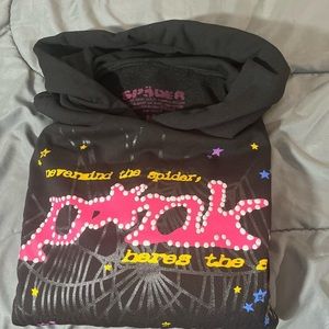 Sp5der pink hoodie black